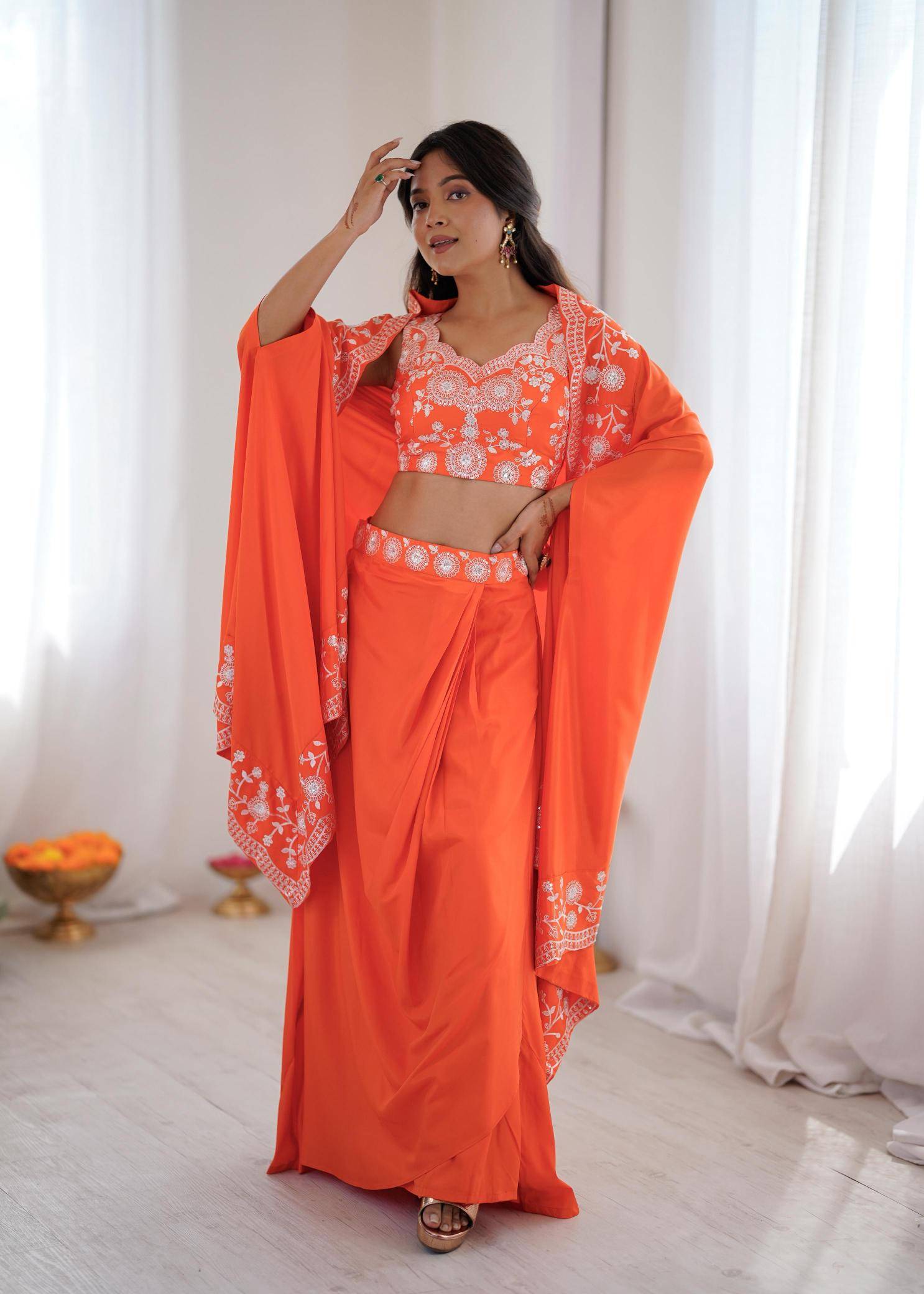 SP 73 Crep Orange Latest lehenga choli collection in Surat